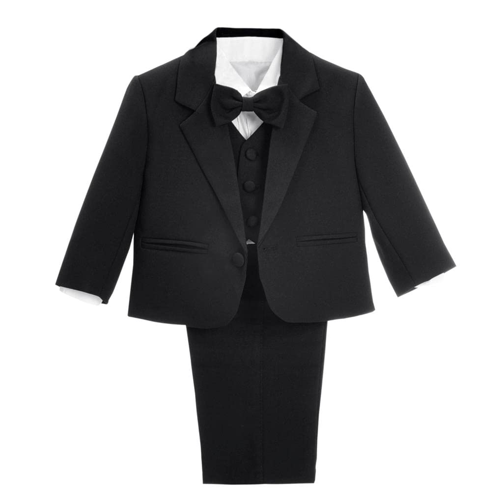 

formal no baby 6 black [Dressy Daisy] Boys 5-piece set, tuxedo, tail, wedding, baptism, clothes, months, чорний