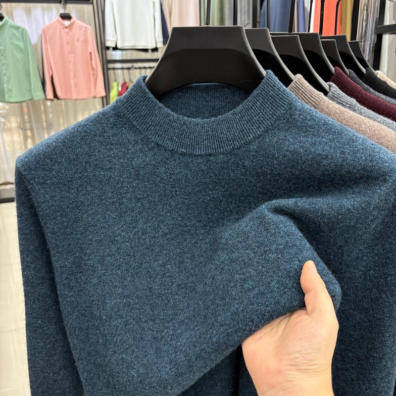 Men's High Neck 100% Pure Wool Sweater - Autumn & Winter Casual Knitwear