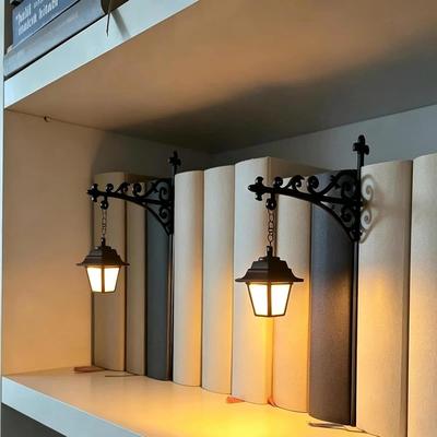 Library Lantern Decorative Bookshelf Lighting Reading Book Shelf Lights Antique Led Books Nook Lamp Ornament for Study Reading Corner Home Library
