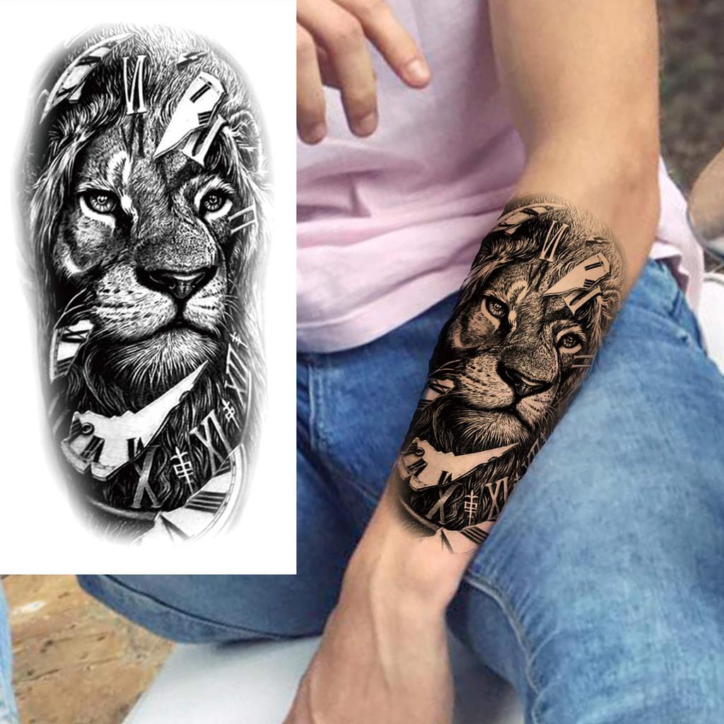 1 Sheet Wolf Lion Astronaut Temporary Tattoos For Men Women Adults Fake Tattoo Sticker Planet Galaxy Universe Outer Space