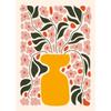 Pink Pasta Heart Shaped Cherry Playing Card Flower Abstract Face Canvas Painting  Minimalist Wall Decor for Living Room