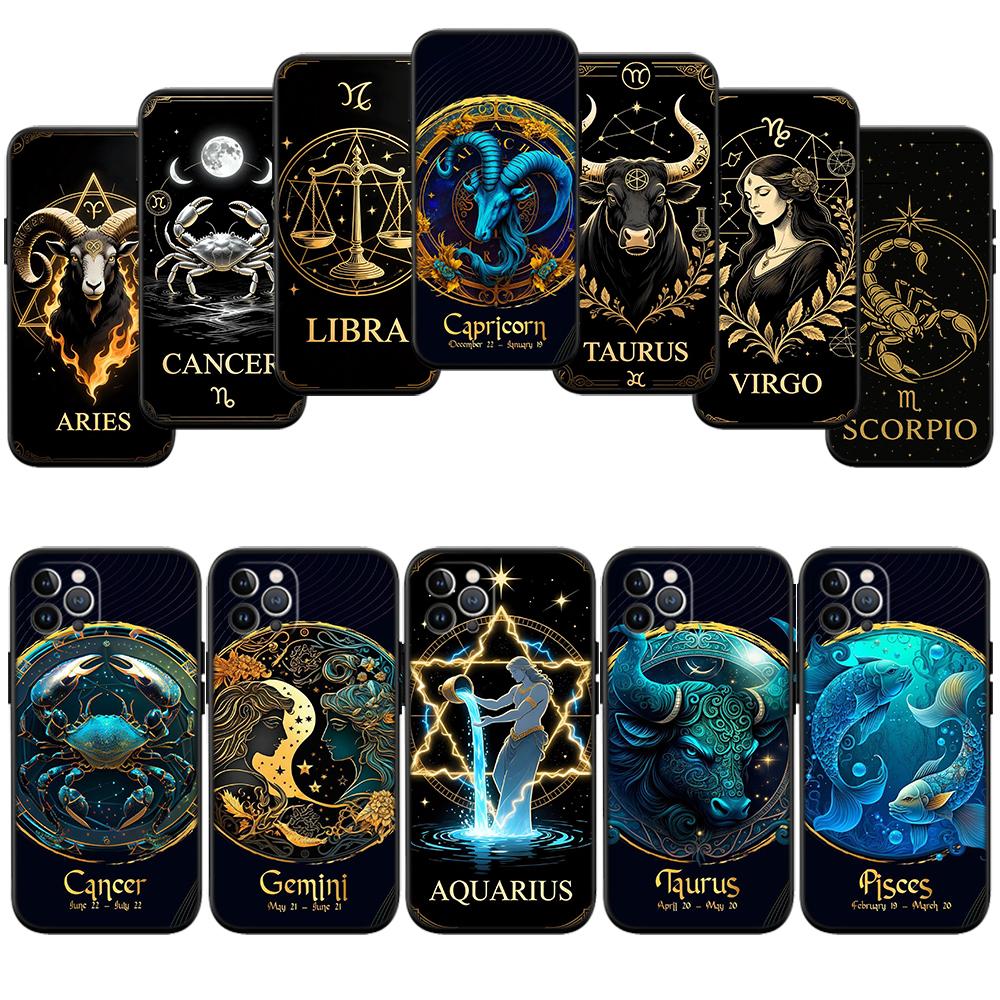 12 Constellation Card Phone Case for Samsung Galaxy Note 10 20 S23 S22 Ultra FE Plus M06 M15 M16 M35 M55