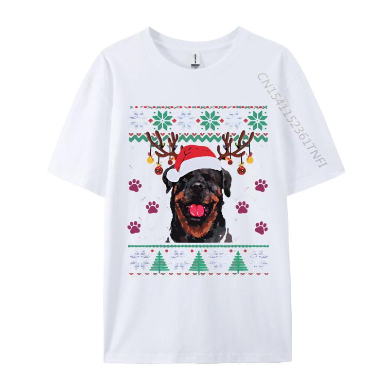 Rottweiler Christmas Santa Reindeer T Shirt Men New Fashion Tee Shirts Mens Casual TShirts Luxury Designer
