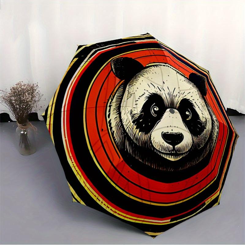 1pc Panda Circle Automatic Umbrella High Quality Canopy, Portable Folding Umbrella with, Ideal Gift for - Travel, Everyday, Formal Events, Stylish Acc