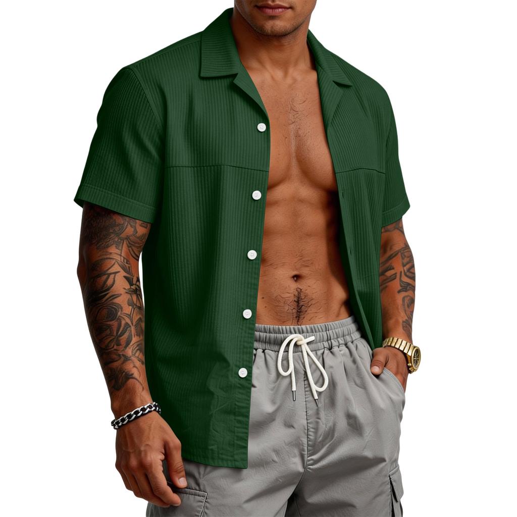 Men's Casual Stretch Short Sleeve Cardigan | Lightweight Fashion Open Front Tops For Daily Wear