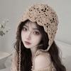 New handmade hollow knitted wool hat women's spring and autumn thin breathable face small ethnic style fringed pullover hat
