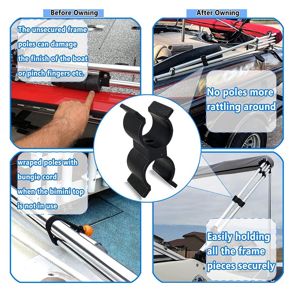 2pcs Pole Clips Holder for Bimini Top for Anti-Rattle Bimini Brace Rowing Boat