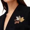 Tri-Color Maple Leaf Vintage Brooch - Elegant European & American Fashion Accessory