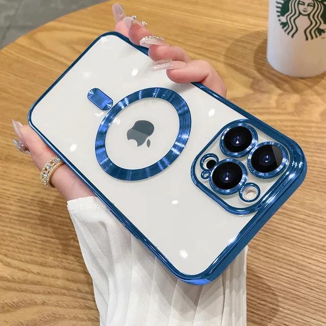 Luxury Fashion Plating For Magsafe Case For iPhone 15 14 13 12 11 Pro Max Plus Magnetic Wireless Charging Shockproof Back Cover