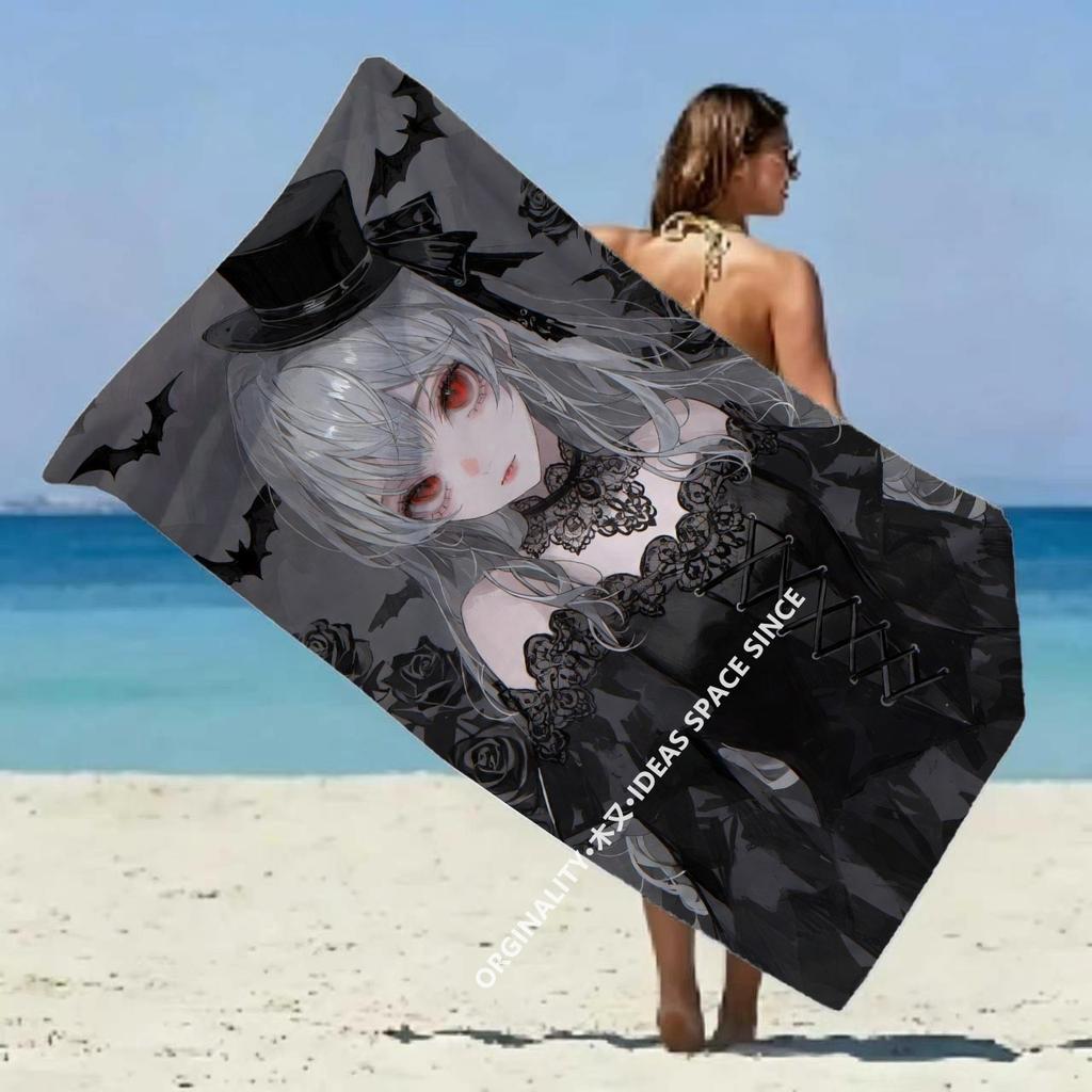 Gothic Witch Dark Rose Beach Towel Patterned Sunscreen And Windproof Suitable For Swimming Pool Camping Travel Blanket