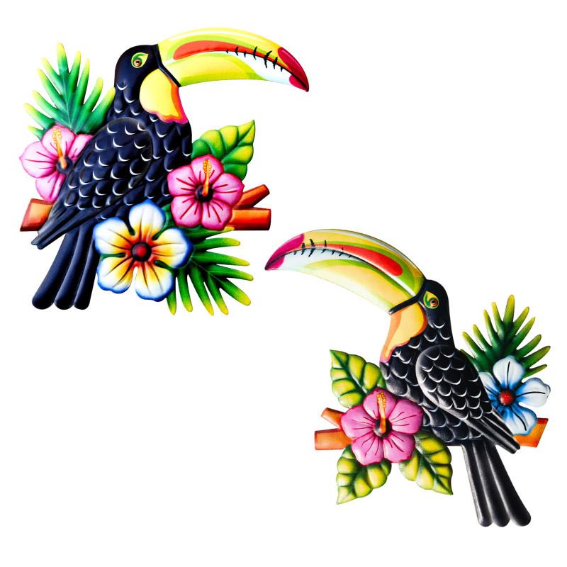 

2pcs Parrot Hanging Ornament Waterproof Rustproof Anti-weathering Metal Sign For Home Wall