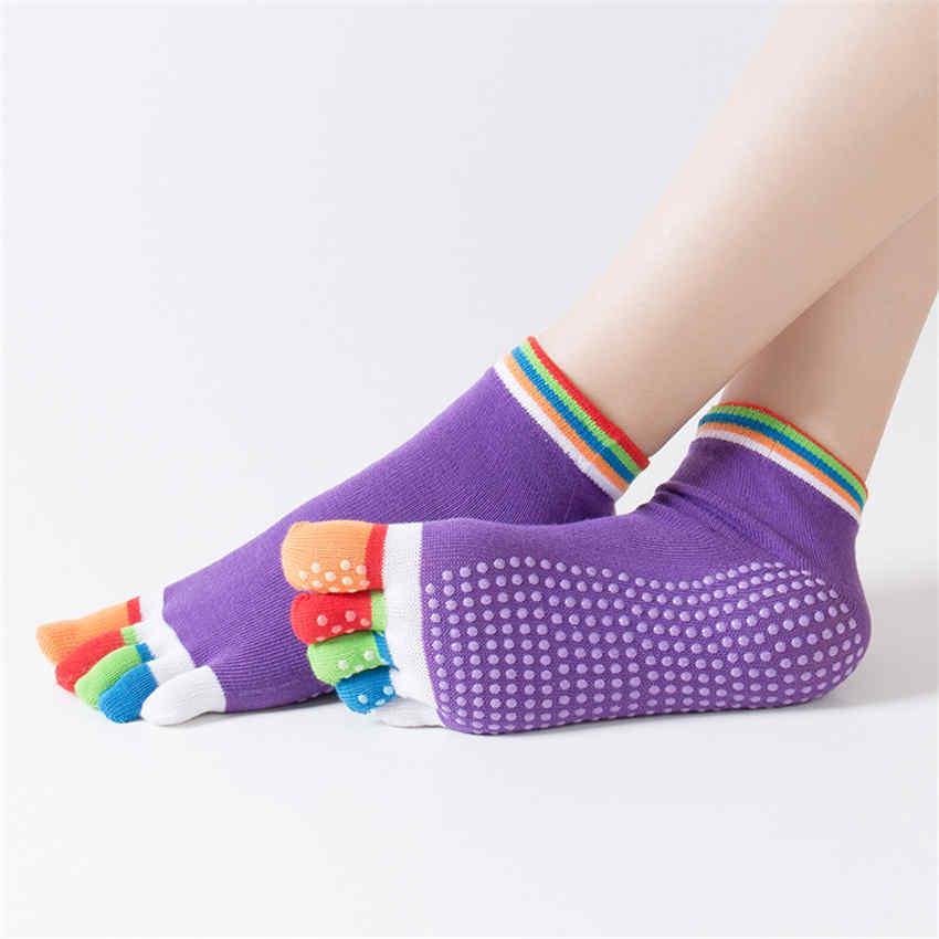 Sports Colorful Yoga Socks Fitness And Pilates Cotton Breathable Socks Rainbow Workout Anti Slip