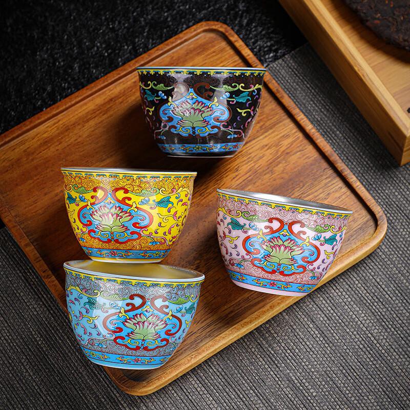 Chaxun 999 Enamel Silver Ceramic Harmony Teacup