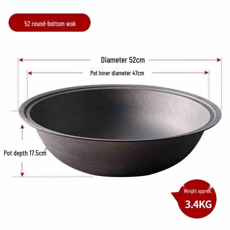 HANDUNYOU 52cm Non-stick Stainless Steel Wok