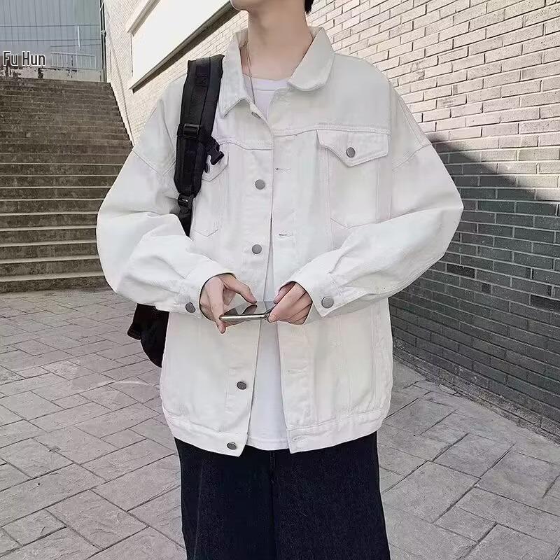 Men's Loose-Fit Denim Jacket: Hong Kong Style Spliced Top for Spring and Autumn, Trendy Korean-inspired Casual Wear