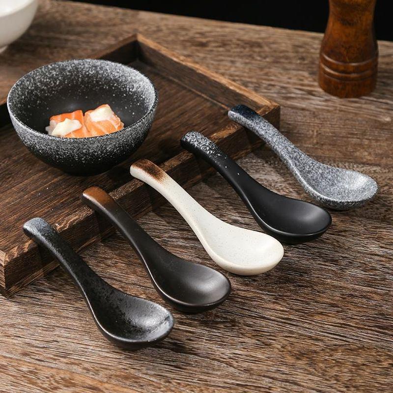 Keramik-Suppenlöffel - Japanischer Stil, Kreative & Niedliche Schöpfkelle für Reis und Suppe