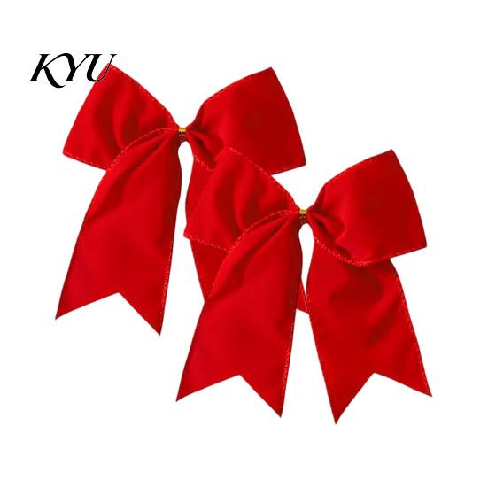 Decorative Velvet Ribbons 2Pcs Christmas Tree Bow Decors, Fabric Holiday Wreath Hanging Ornament Retro Ornaments for Home, Festive Garland Wedding