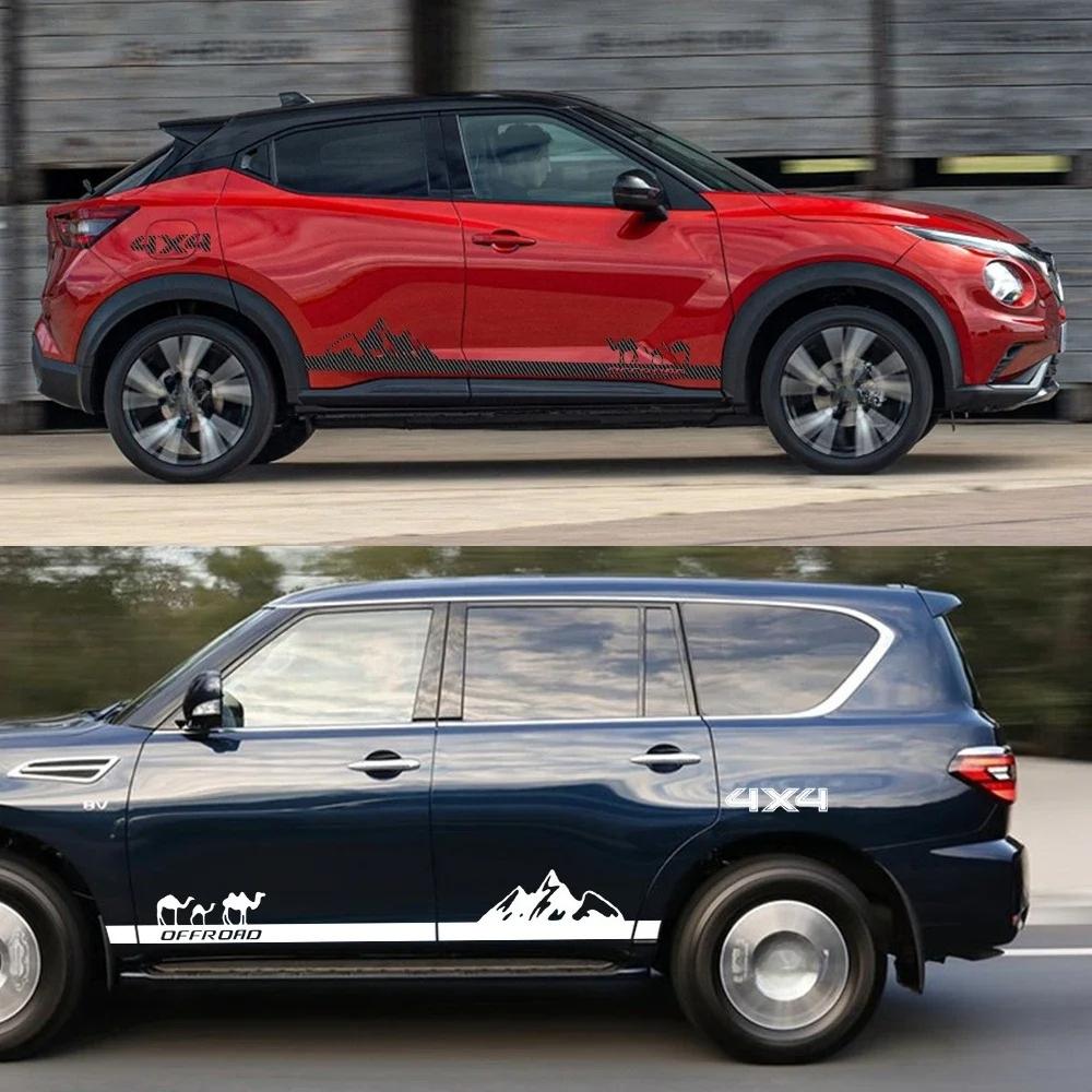 2Pcs Car Door Side Stickers Mountain Camel Graphics Decor Decal For Nissan Patrol Kia Sportage Land Rover Evoque Honda XR-V SUV