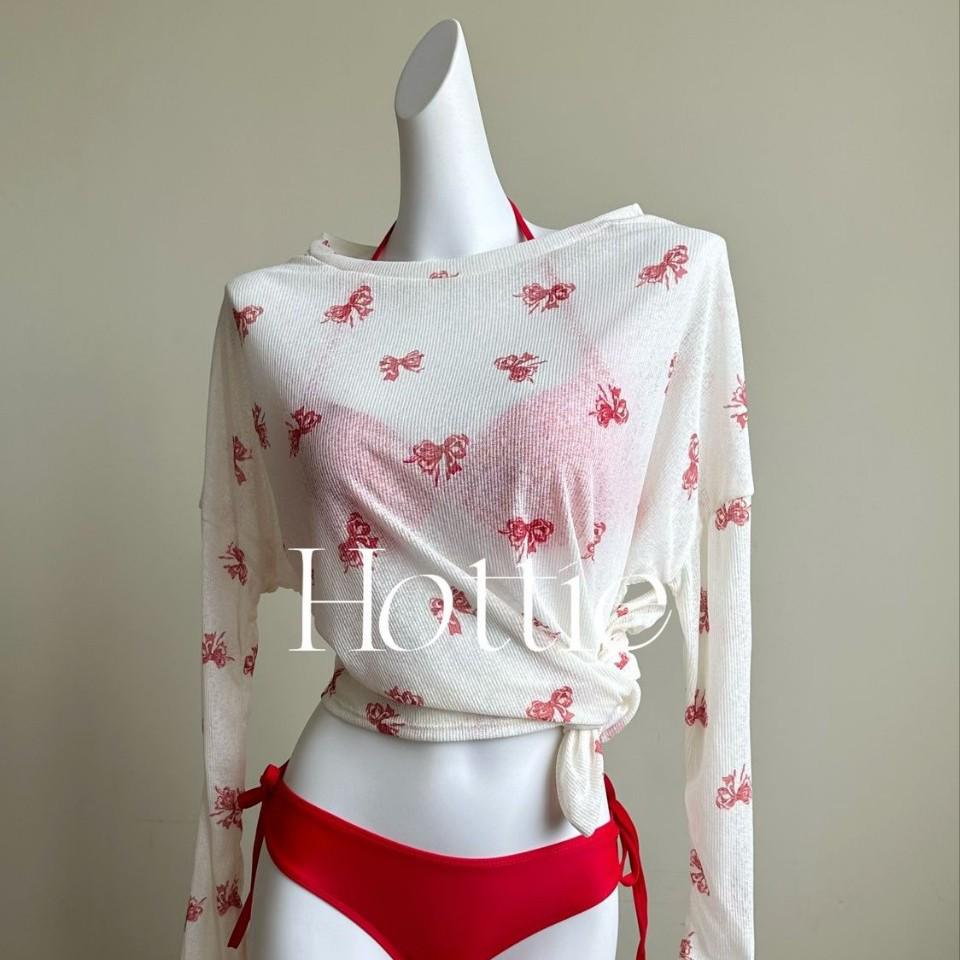 

Сексуальное бикини и накидка Pure Desire: На косточках, Сборка, Длинный рукав, Для маленькой груди, Идеально для пляжного отдыха и плавания S (80-95 Jin)