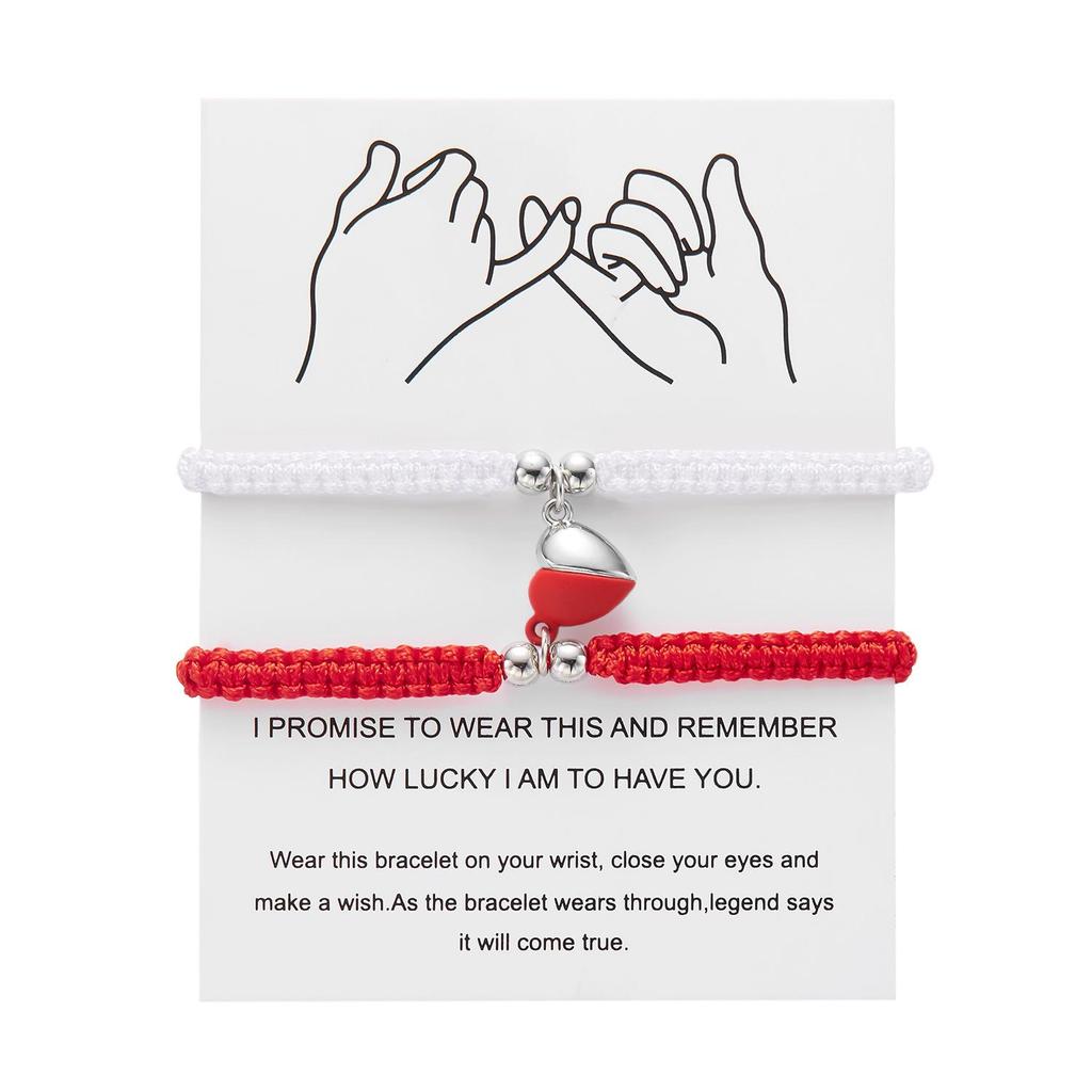 Ensemble Pendentif Cœur Magnétique et Bracelet: Cadeau de Couple Meilleur Ami