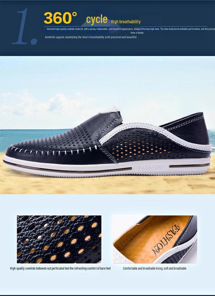 Genuine Leather Breathable Loafers for Men - Summer Slip-on Driving Shoes