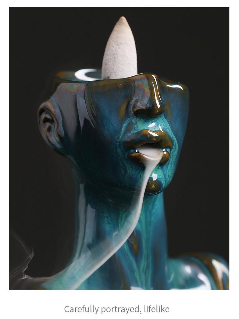 European & American Beauty Ceramic Backflow Incense Burner - Creative Sandalwood Smoke Home Decor