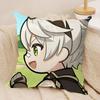 Bennett cute Genshin Impact Cushion Cover Silky Short Plush Invisible Zipper Dustproof Sofa Pillow Case for Home Decor