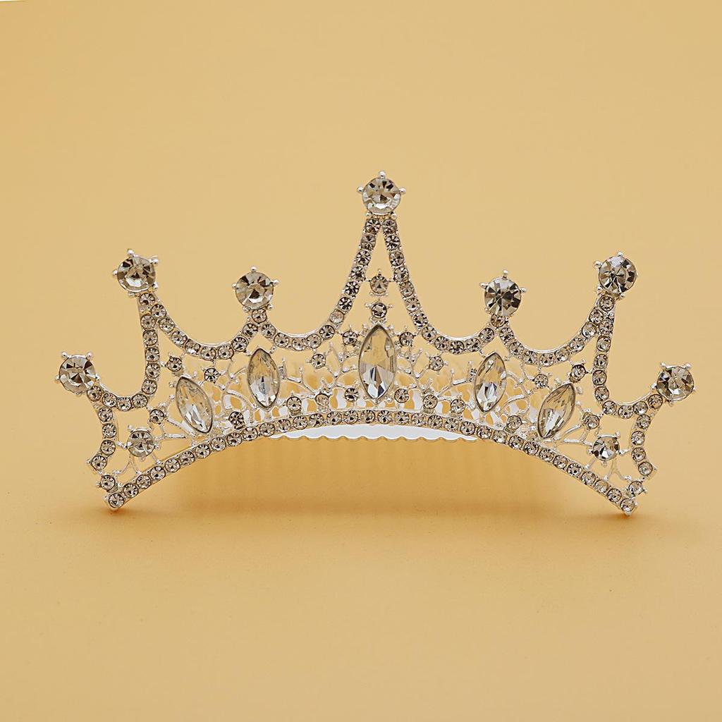 Silver-Plated Alloy Bridal Crown Headpiece - European & American Wedding Dress Accessory