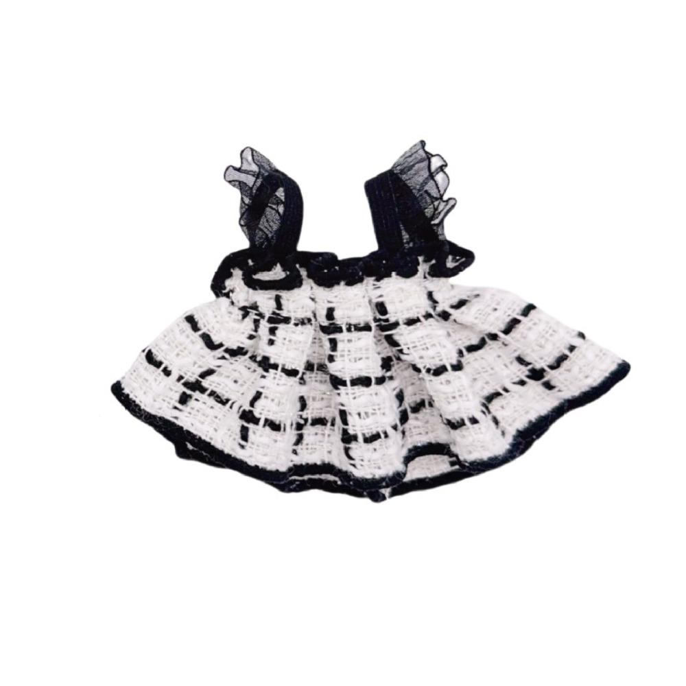 Clothing DIY Plaid Dress Retro Doll Accessories Fashion Bow Lace Dress  for 10-15cm Cotton Doll