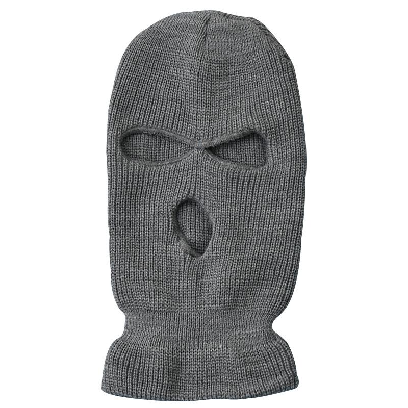 3-gaats Volledig Gezicht Masker Herfst Winter Gebreide Muts Voor Skiën Fietsen Leger Tactisch Masker Balaclava Capuchon Motorhelm Uniseks Hoeden black