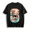 Skull Coconut Tree Beach Graphic Print Casual Short Sleeve Tee Pure Cotton T-shirt