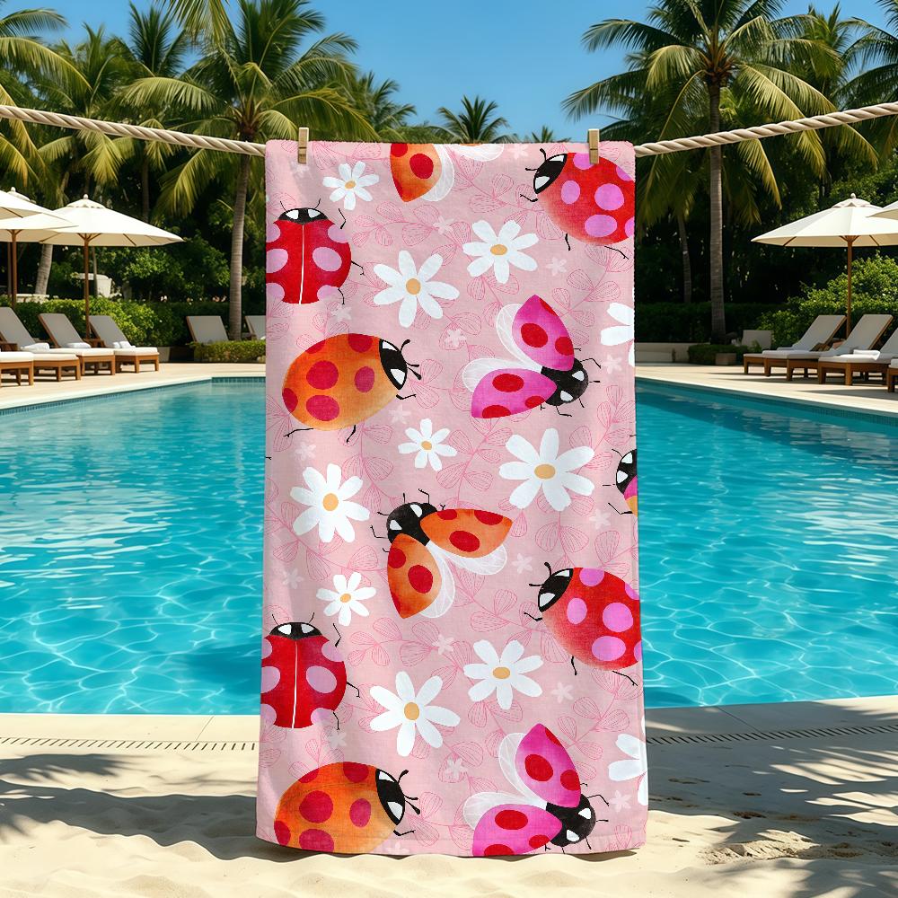 L-Ladybug Towel For Outdoor Camping Anime Beach Towel Super Absorbent Quick-Drying Summer Cartoon Towel