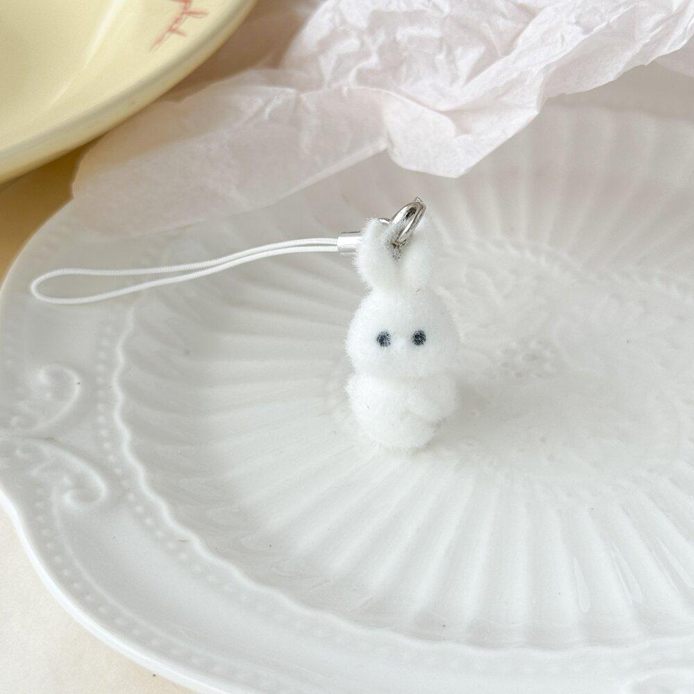 Cute Flocking Animals Are Angry, Little Rabbit Keychain Flocking Car Pendant, Mobile Phone Chain, Bag Pendant for Friends