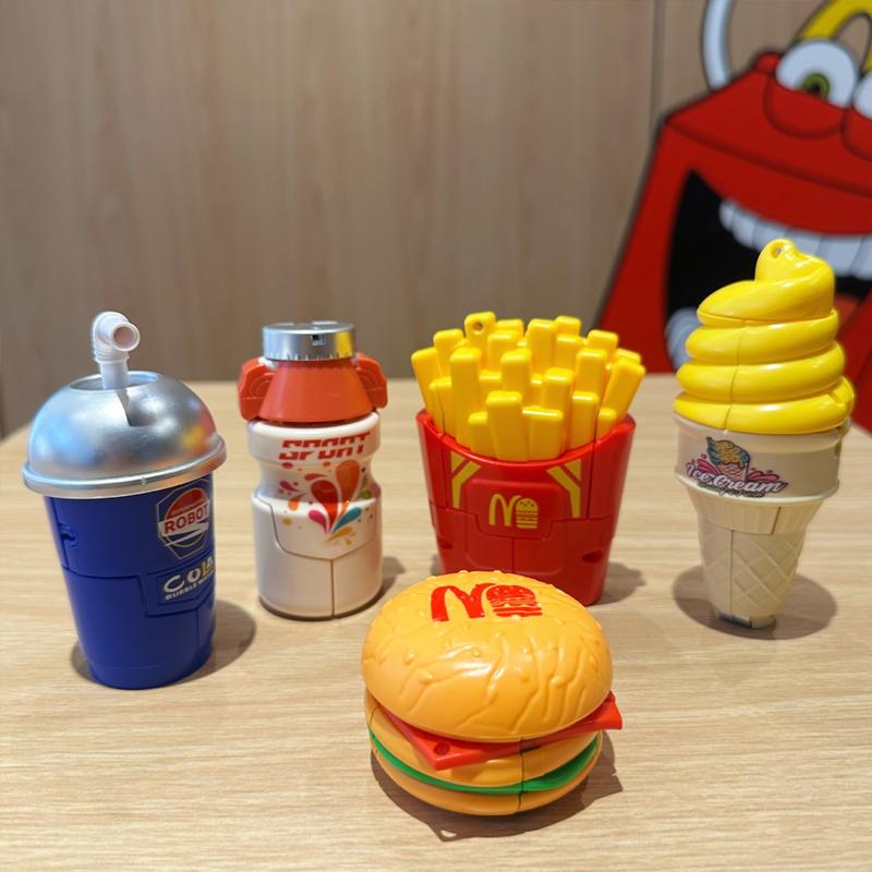 Transform Mech Model Toy Dual Form Transform Robot Toy Simulation I Cream, Fries, Burger Play House Children's Surprise Gift