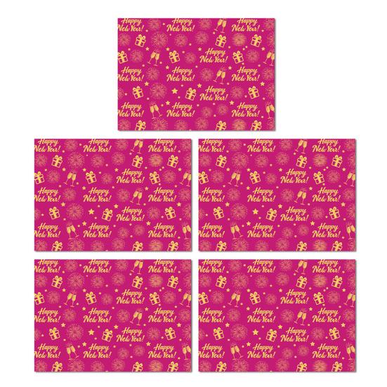 5Pcs Christmas Wrapping Paper Gold Foil Gift Wrap with Holiday Tree Designs Flower Bouquet Packing Paper for DIY Present Packaging