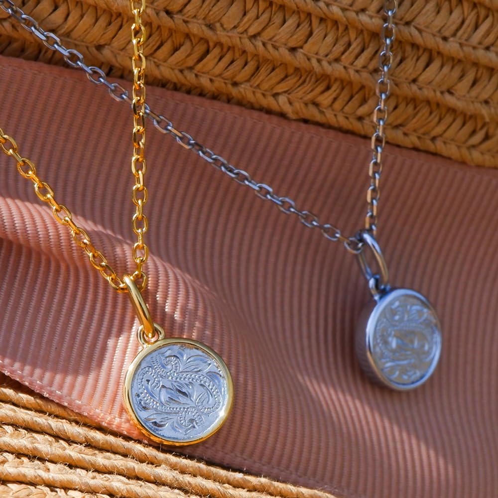 [Jurais] Hawaiian Jewelry Stainless Steel Pendant Necklace Silver X Pink 45-50