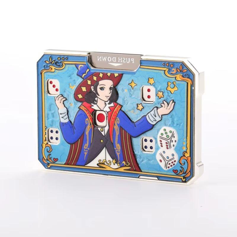 Metal Card 2/5-hole Dice Game EDC Toy Hand Pressure Release Toy Boy Stress Relief Birthday Gift Portable Dice Party Game Prop