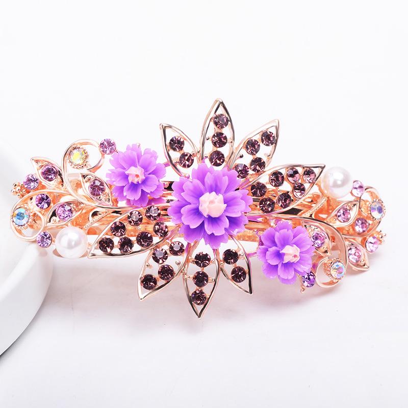 Korean Rhinestone Spring Hair Clip - Versatile Medium/Large Size for Women