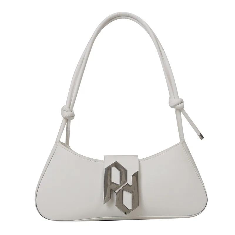 Women's Monochromatic Armpit Bags Soft Leather Bags Casual Shoulder Bags Half-moon Retro Crossbody Bags New