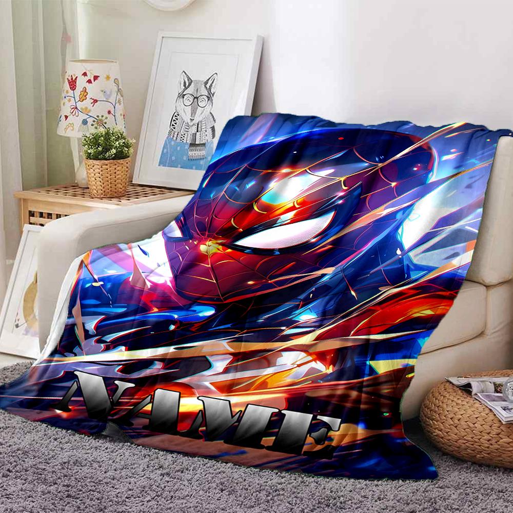 Customiz Name Personality Spider-Man Blanket Soft &Warm Sofa Office Bed Travel Lunch Break Blanket, Gift Suitable All Seasons