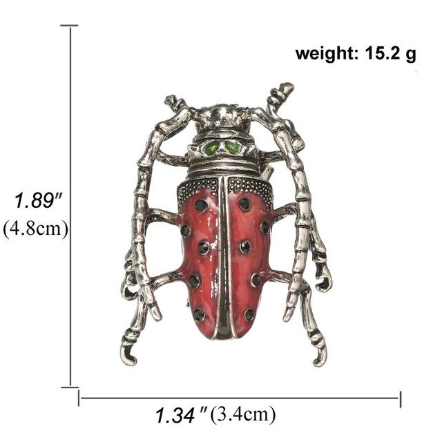 High End Exquisite Craftsmanship Rhinestone Painting Oil Cartoon Beetle Insect Brooches Creative Dress Rhinestone Brooches Word PinWedding Jewelry