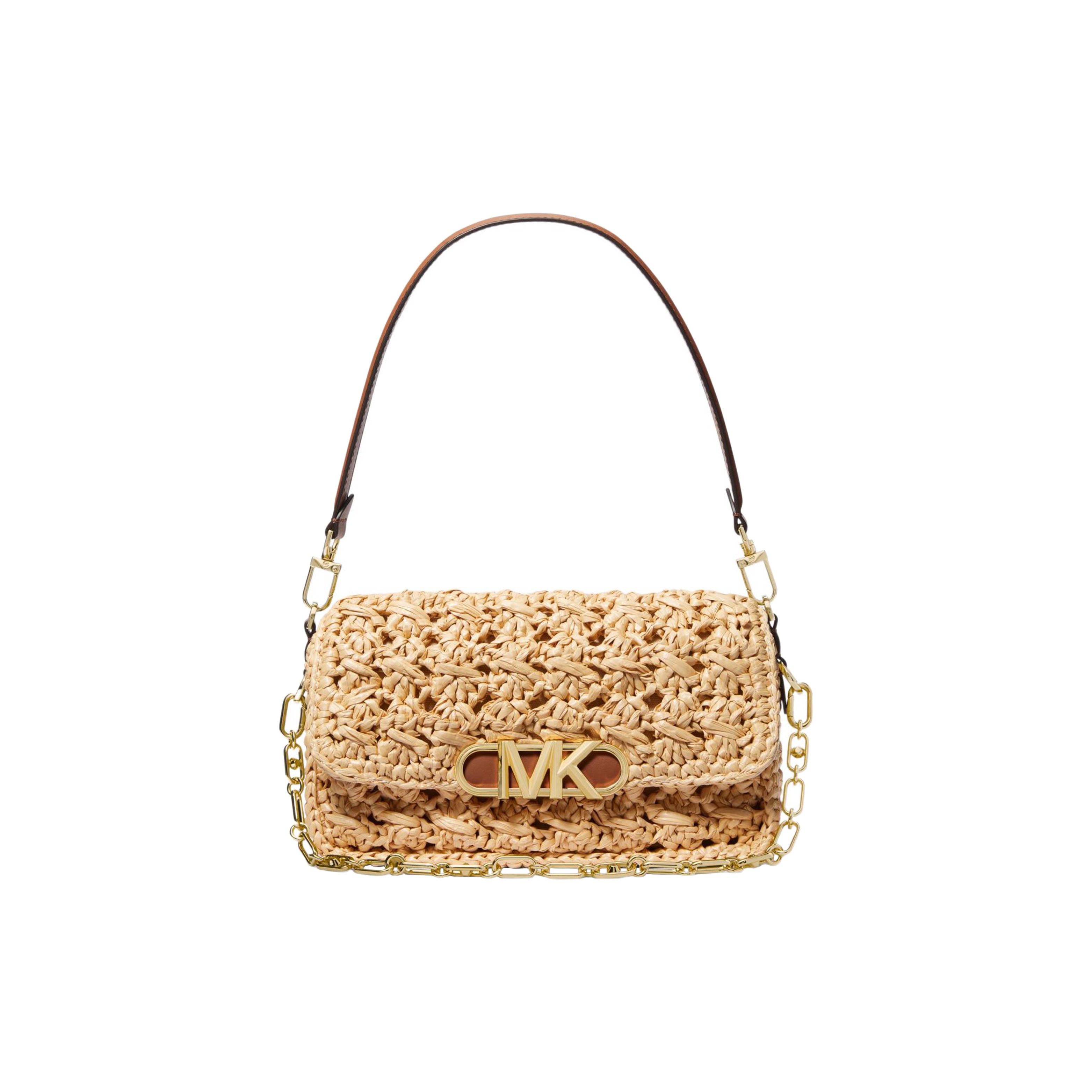 

Michael Kors Parker Woven Gold Hardware Leather Tote Crossbody Shoulder Bag Women Bags Brown 30S3G7PC2W-969-NATLUGG Basic Set (Bag+Dust Bag)