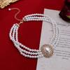 Vintage Elegant Hepburn Pearl Necklace Evening Temperament Multi-layer Collarbone Chain Niche Neck Chain Cheongsam Dress Accessories Women