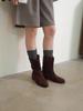 Versatile Casual Round Head Thick Heel Easy To Wear Western Boots 2025 Spring and Autumn Retro Three-color Rear Zipper Solid Color Medium Boots