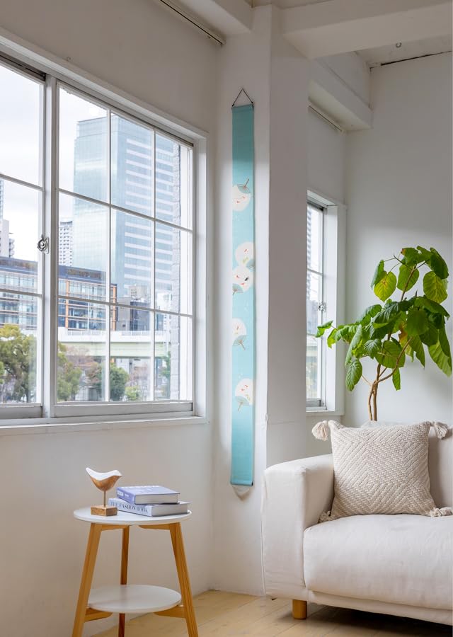 Kyoto Rakushian Noren Narrow Tapestry on a Linen Tapestry Narrow Tapestry Hanging Scroll Interior Japanese Modern Japanese Style Ts-858 "Goldfish Fan"