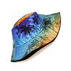 Soft Breathable Bucket Hat Sun Protective Caps with Tropical Scenery Print for Outdoor Activity and Travel Beach Vacation