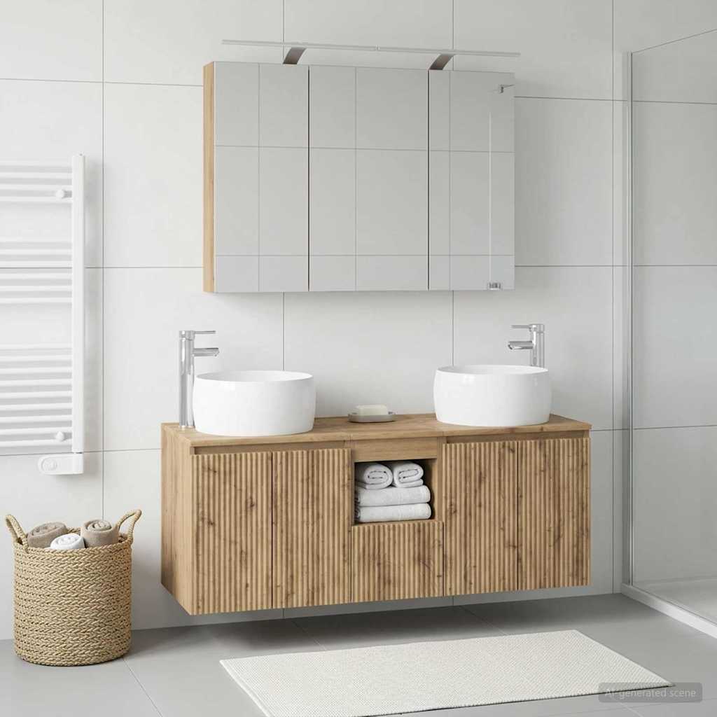 Bathroom Cabinet Set 4 pcs Artisan Oak Wood Based Material