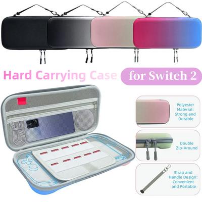 EVA Hard Carrying Case for Switch 2 Carrying Bag Anti-scratch Zipper Handbag with Mesh Pockets & Game Card Holder Organizer Bag