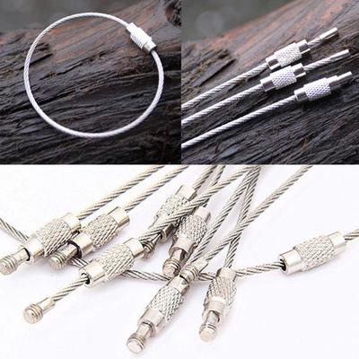 Durable Stainless Steel Screw Locking Wire Keychain Rope Key Holder Organizer