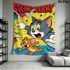 Tom and Jerry B Wall Hanging Printed Fabric Blanket Decorative Tapestries for Bedroom Living Room Home Decor